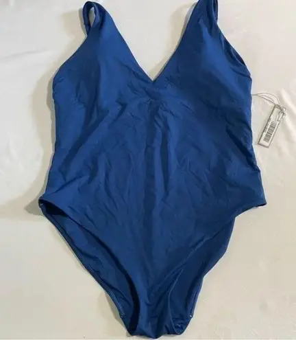 Everlane  The V-Neck One-Piece Swim Suit Resort Wear Beach Blue NWOT Size Medium