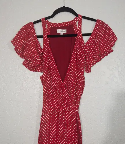 Privacy Please Acme Cherry Polka Dot Wrap Maxi Dress Size Medium