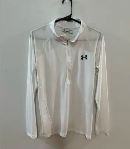 Under Armour Pre-Owned MD  White Quarter Zip Long Sleeve Athletic Shirt