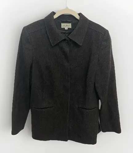 LL Bean Vintage '90s Dark Gray Wool Button Down Jacket Size 10