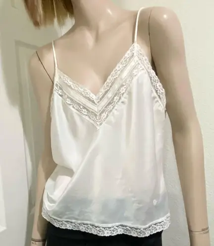 Christian Dior Vintage  White Satin Cami Lace Tank