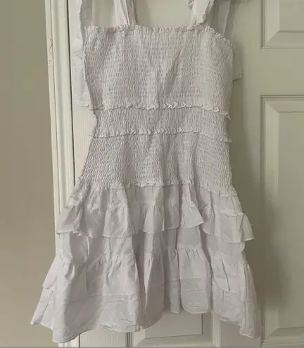 Olivaceous NWT  Smocked Ruffle Tiered Tie Strap Mini Dress Sz Medium