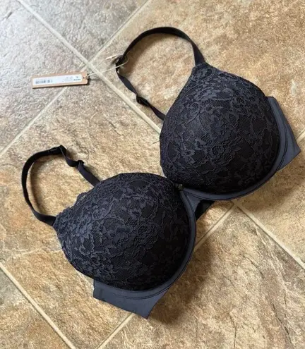 SKIMS Fits Everybody Lace Pushup Demi Bra Onyx Size 36DD