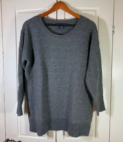 Ralph Lauren Sport Wool Blend Rabbit Gray Cable Knit Crew Neck Sweater Preppy Gray Size M