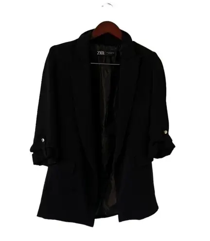 ZARA  Black Rolled Up Open Blazer Jacket