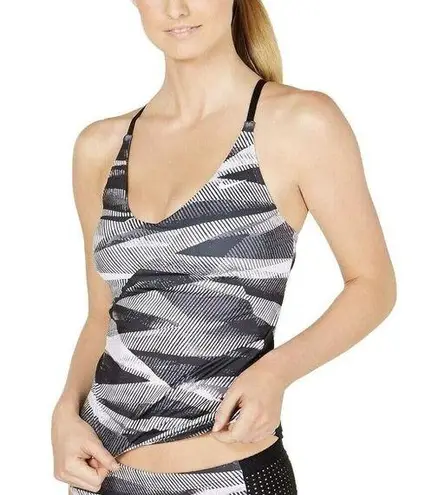 Nike  Women's Line Up Printed Cross Back Unpadded Tankini Swimsuit Top S