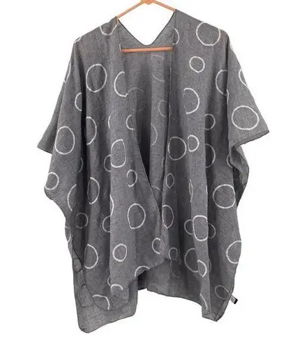 TREZO Wrap Shawl Circles Lagenlook Gray White Artsy Art Funky Cotton Blend Light