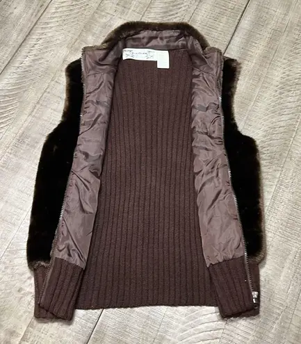 Tiara Super Soft Fuzzy Brown Faux Fur Zip Up Vest EUC Size Large