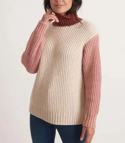 Marine layer  Juniper Oversized Turtleneck Colorblock Sweater size small - Image 1