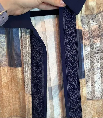 R & M Richards 3/4 Sleeve Embroidered Detailing Metallic Lace Cardigan Sz 10