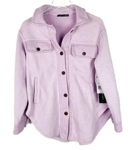 Black Tape NWT Elbow Patch Fleece Shacket Jacket Soft Lilac Size Petite XS PXS