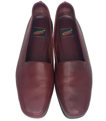 Aerosoles Red Wine Square Deal Soft Leather Loafers - Size 7.5 - Women