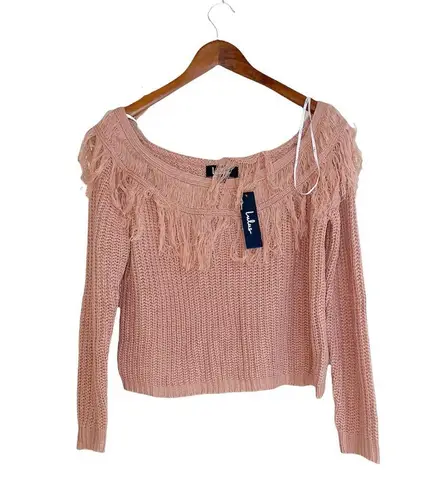 NWT LULUS Sew Prepared Dusty Rose Fringe Knit Off the