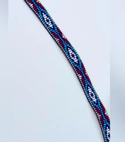 Embroidered Tribal Aztec Choker Blue