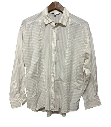 Elizabeth and James Cream Striped Long Sleeve Button Down Shirt - Size M - Image 1