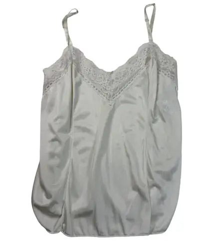 Vintage Kayser White Nylon Lace Trimmed Slip Dress Size 36 Made in USA