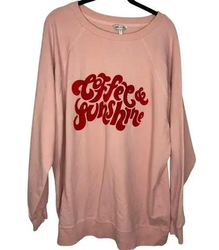 Wildfox  "Coffee & Sunshine" Crewneck Lightweight Sweatshirt Large Blush Pink