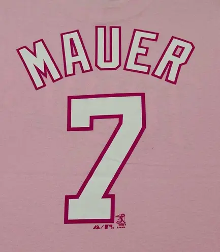 Minnesota Twins Joe Mauer #7 MLB Baseball Pink Jersey Tee Shirt Adult Size S
