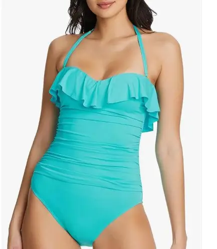 Coco reef Contours by  Women's Light Blue Agate Ruffle Bandeau One Piece 12 36C