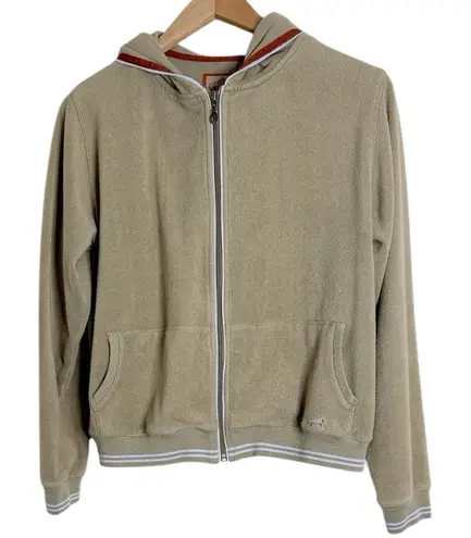 Horny Toad Toad & Co Tan/Khaki Hooded Full Zip Fleece Plush Hoodie size L