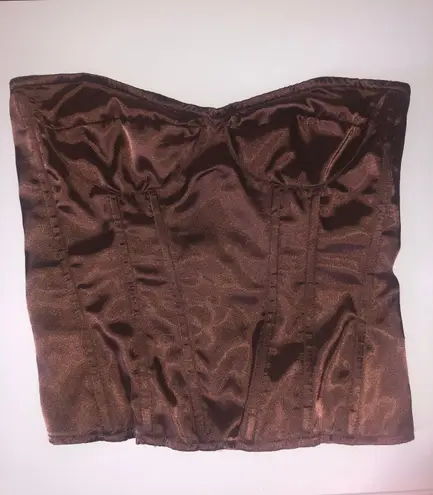 Pretty Little Thing Brown Satin Corset