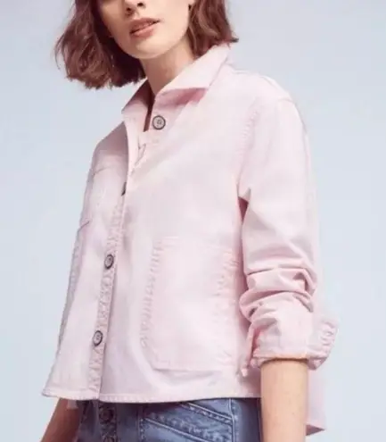 Anthropologie Chino by  Blush Button Up Cropped Loose Swing Jacket A28