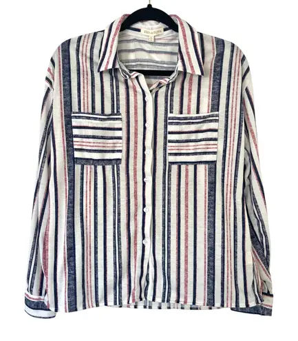 Eden & Olivia Striped Button Up Shirt Long Sleeve Women's Size Medium
