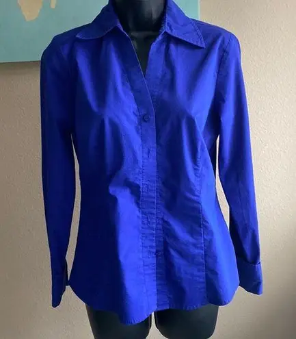 Worthington  women’s 4 button down dress shirt dark blue