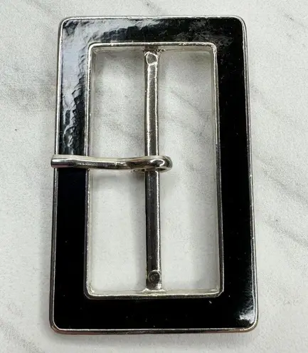 The Bar Silver Tone and Black Simple Basic Belt Buckle