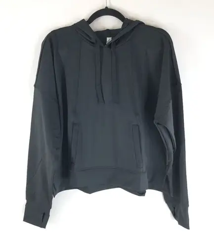 Ideology Womens Hoodie Pullover Pockets Thumbholes Black L