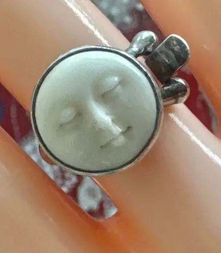 Sajen Sterling Silver Carved Moon Goddess Face Ring