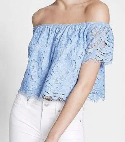 EXPRESS EUC  Light Blue Off the Shoulder Lace Top, Size Extra Small