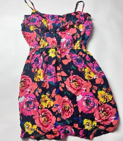 Justify Women's Thin Adjustable Strap Floral Elastic Waist Dress Sz M