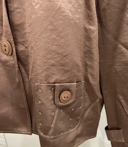 Christine Alexander Crystal Satin Jacket Brown Size XL