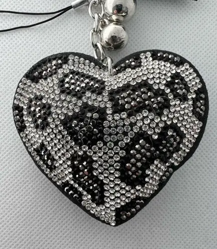 Heart Rhinestone Puffy Key | Cow print, Chain Purse Charm Handbag Accessory Black