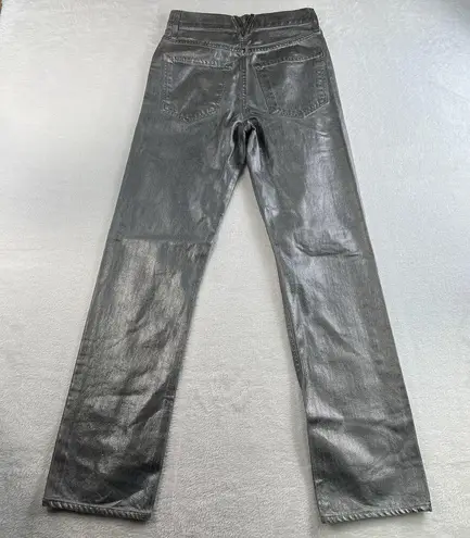 Veronica Beard Sz 23 Daniela Metallic Straight Leg Jean in Light Gunmetal Grunge