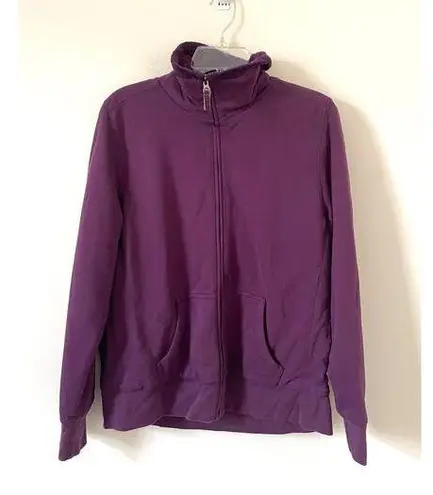 L.L. Bean Sherpa Lined Full Zip Hoodie Sweatshirt Jacket Purple Size Large