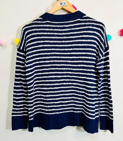 American Eagle Blue & White Striped Henley Jegging Fit Sweater Size XS