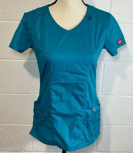 Dickies Teal Short Sleeve V-Neck Scrubs Top
