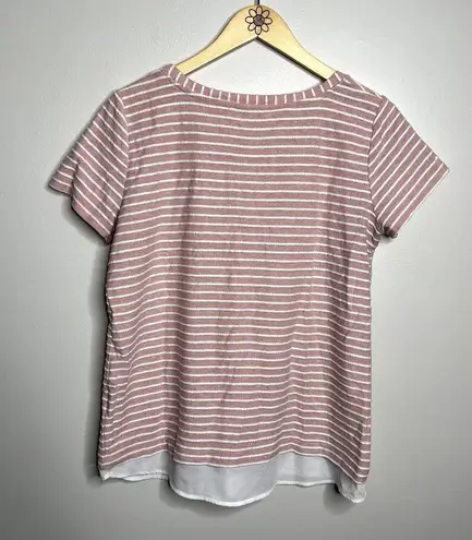 Rose + Olive Pink Striped Short Sleeve Tee