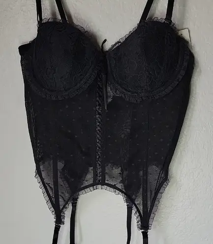 Delicates  Vintage Black Lace Corset Set Size M - Image 1