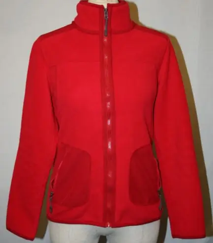 Green Tea Red Micro Fleece Jacket with elbow patches. Size small