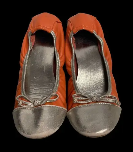 Rialto Women’s Ballet Flats Size 6.5 Orange & Silver