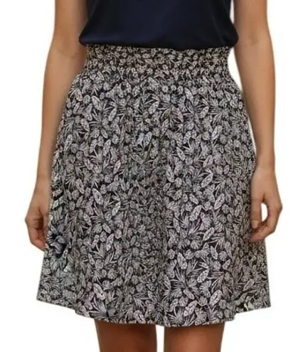 BODEN Navy/White Hawaiian Leaf Foliage Mini Skirt Cotton NWT Size 10 Blue