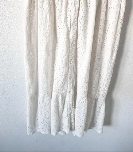 Ba&sh Selya Broderie Anglaise Cotton Midi Shirt Dress in White