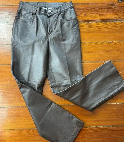 Newport News Vintage ✨ ✨ 100% Leather Chocolate Brown Pants ~ Size 6P 🍄