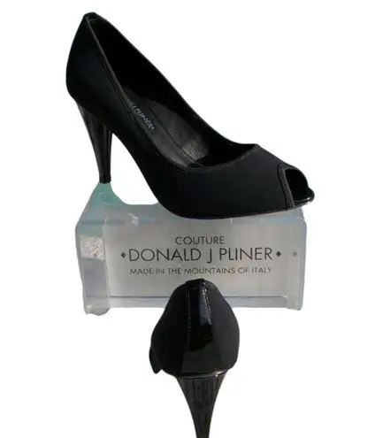 Donald Pliner Black Crepe Elastic Peep