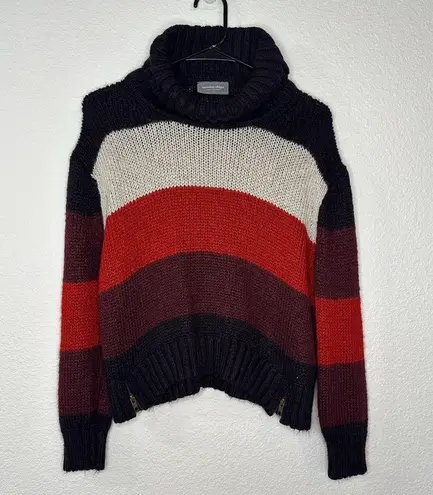 Wooden Ships  Sweater Colorblock Cowl Neck Zipper Hem Wool blend Red Size X/S