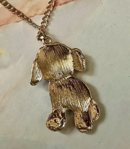 Sad clown dog colorful pendant necklace Pink