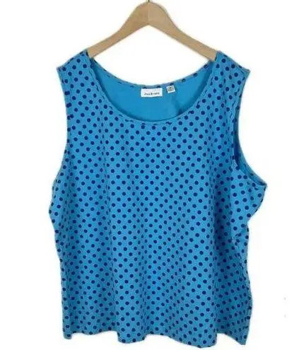 Joan Rivers NWOT  Blue Polka Dot Sleeveless Top Tank Top Size 3X